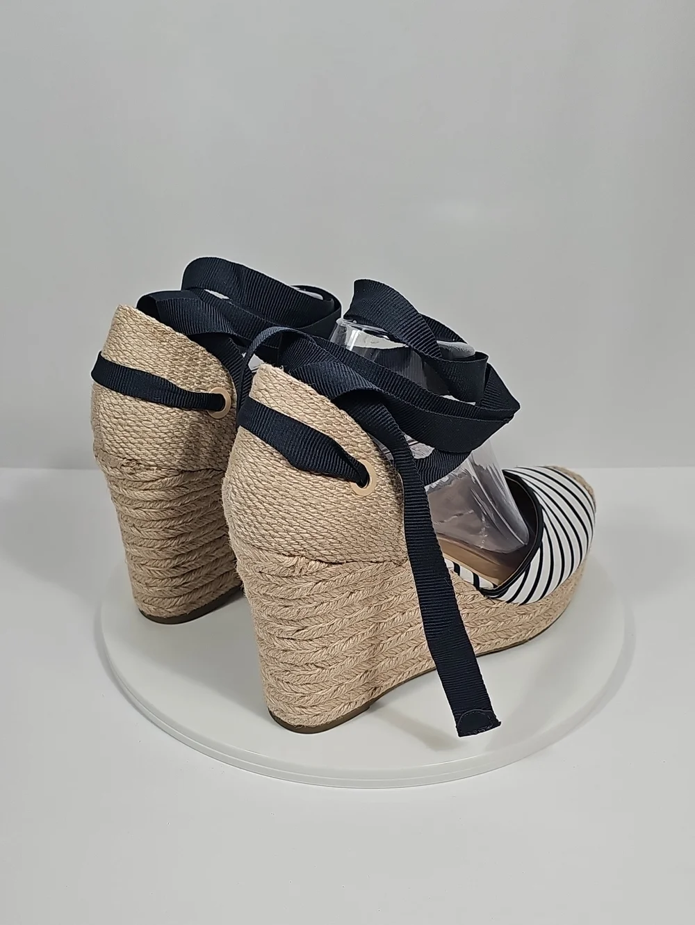 On 34th Melindaa Espadrille Wedge Stripe Lace Up Sandals 9.5 NIB Balletcore